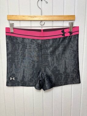 Under Armour‎ 3" Shorts  Black with pink band active wear Size L
